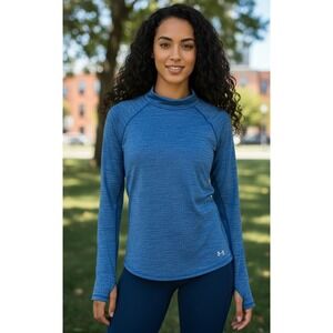 Under Armour AllSeasonGear Fitted Mock Neck‎ Women's Size M Blue Long Sleeve Top